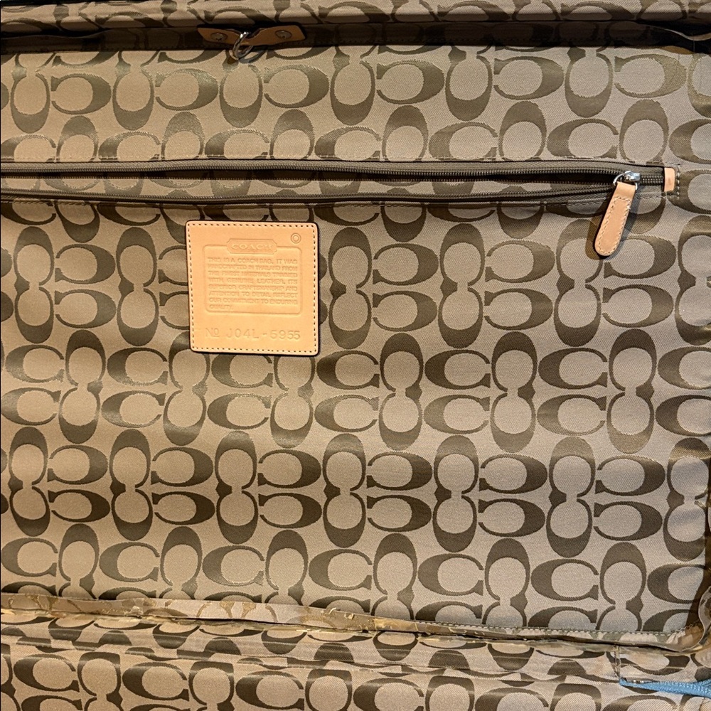 Coach Blue Canvas Heritage Stripe Rolling Luggage Suitcase - Picture 8 of 9